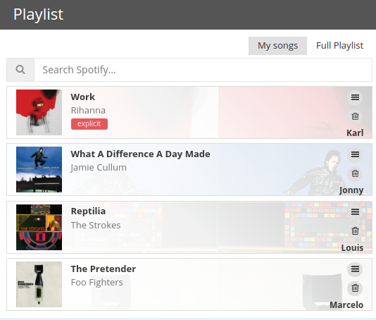 The playlist widget